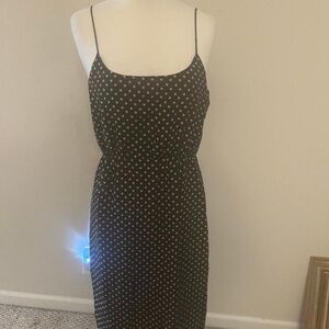 J.Crew Brand New NWT Silk Dress Spaghetti Straps Full Lined Black w/Crm Dot's